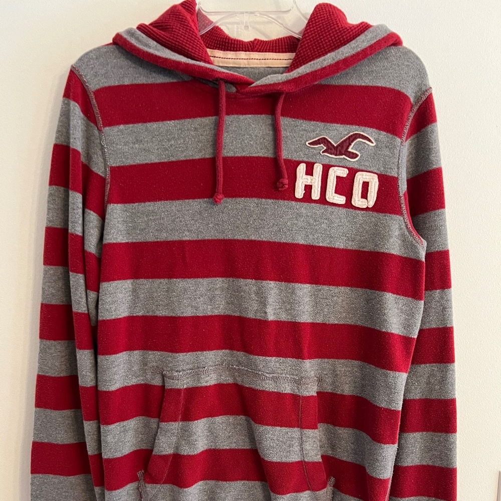 Hollister Men’s Striped Hoodie Excellent Condition